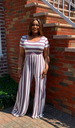 Load image into Gallery viewer, striped wide leg jumpsuit
