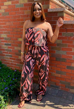Load image into Gallery viewer, strapless floral jumpsuit 
