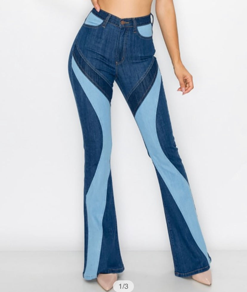 Hippie Chick Bell Bottom Jeans / bell bottom jeans/ two toned jeans/ flare  leg/ high waist/ denim/ jean – The Jules Shop