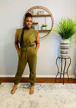 Load image into Gallery viewer, olive green jumpsuit
